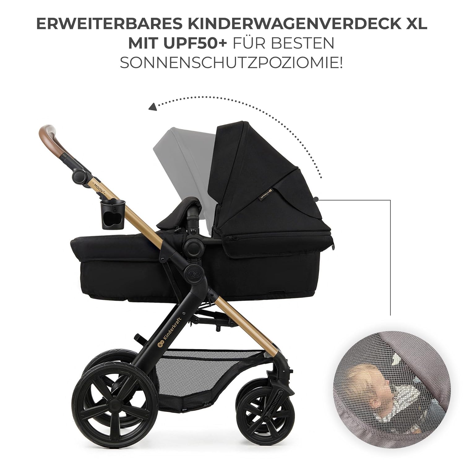 Комбинирана бебешка количка KinderKraft – MOOV2 Pushchair 3 в 1 26 кг размер 40-75 см Черна - Image 10