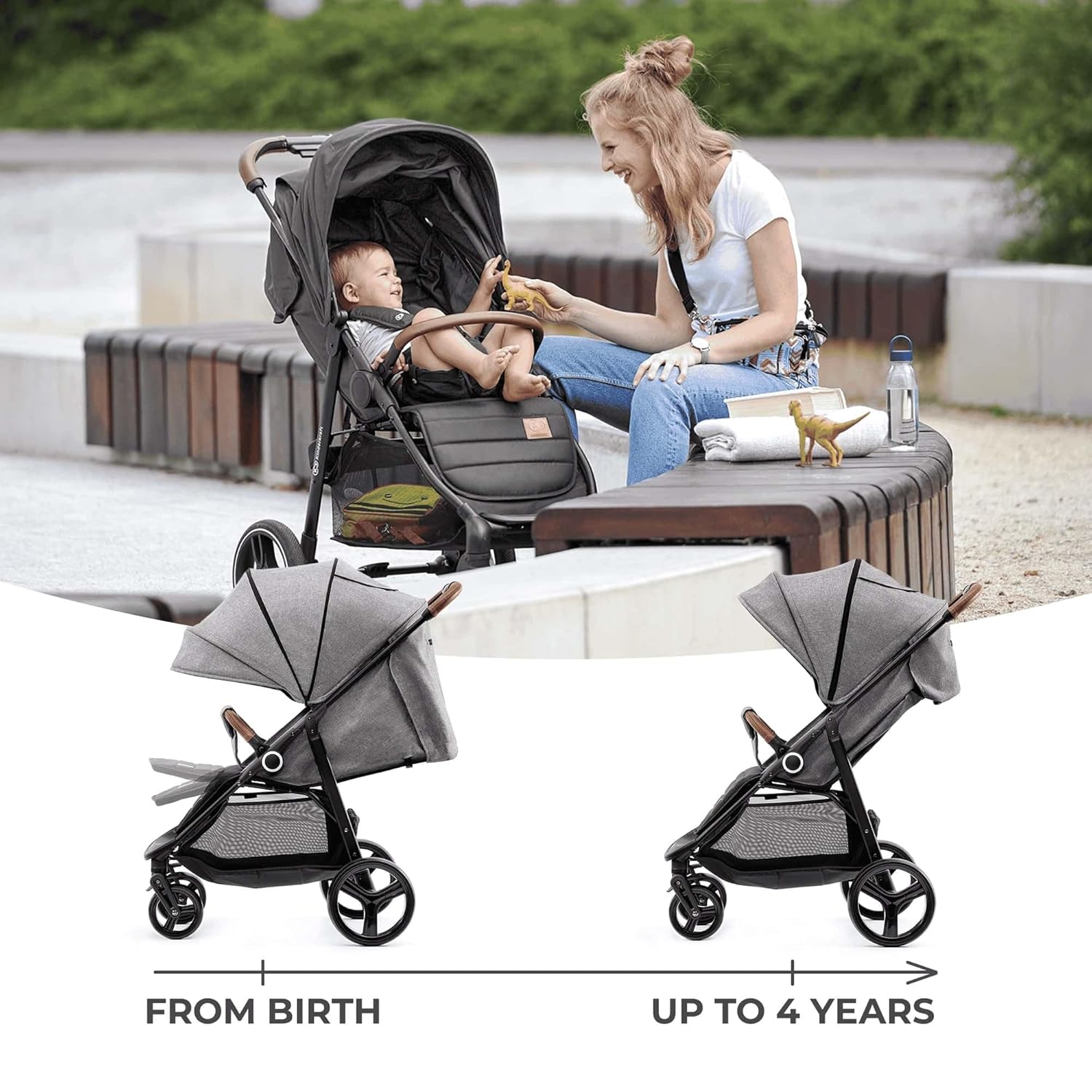 Лятна количка KinderKraft - Grande Plus 22 кг Сива - Image 3