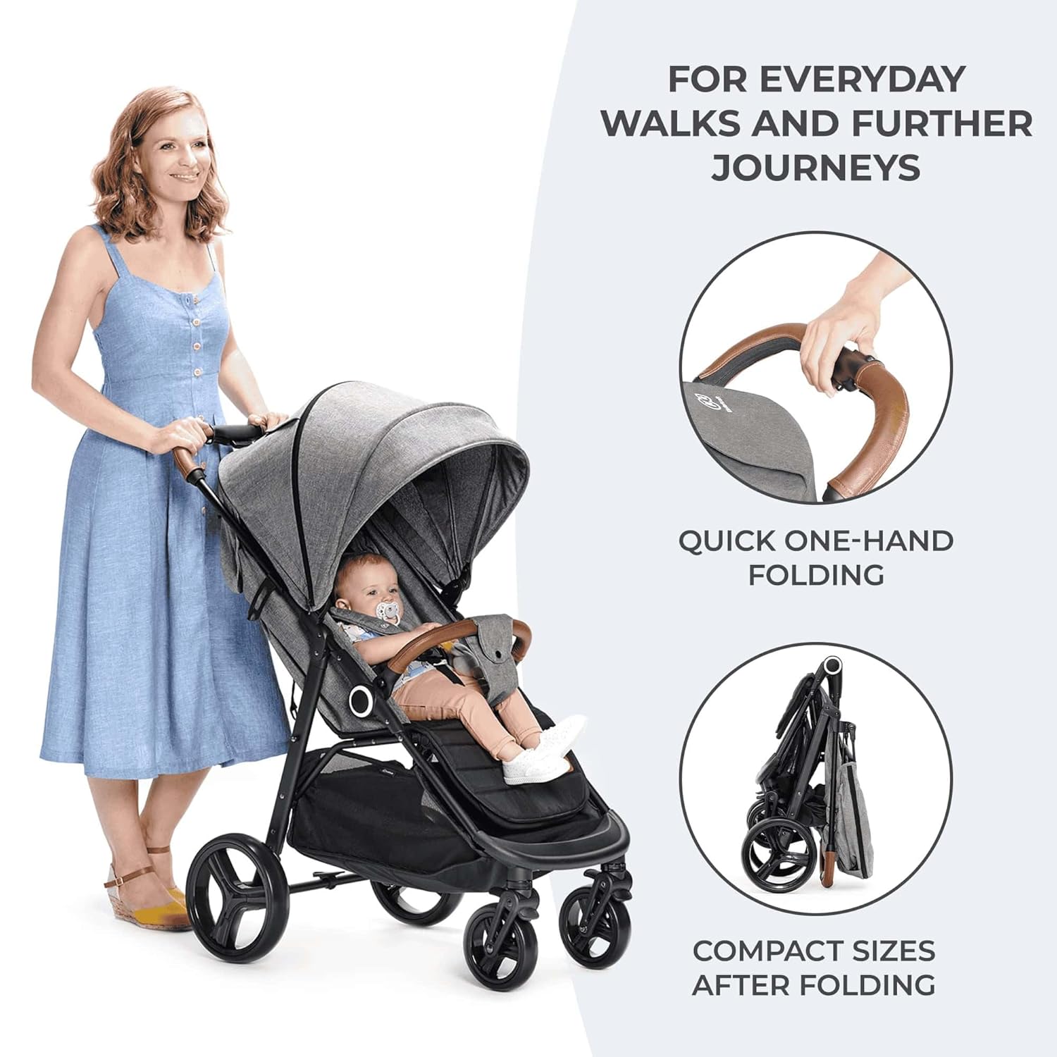 Лятна количка KinderKraft - Grande Plus 22 кг Сива - Image 4