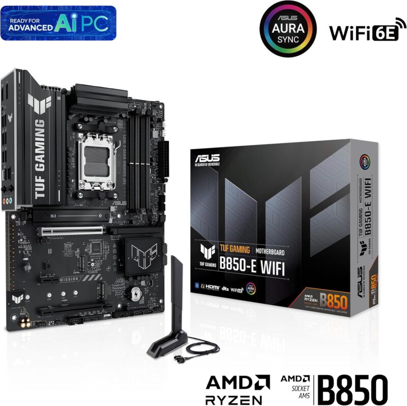 Дънна платка ASUS TUF Gaming B850-E WiFi AMD AM5 PCIe 5.0 DDR5 WiFi 6E 6
