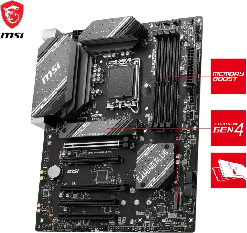 Дънна платка MSI B760 GAMING PLUS WIFI Intel LGA 1700 DDR5 PCIe 4.0 2