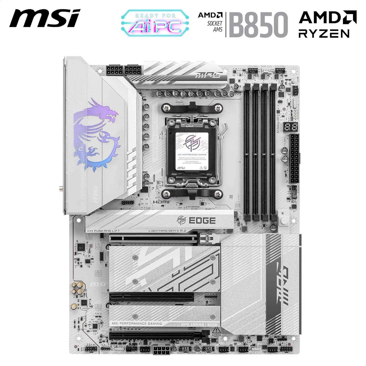 Дънна платка MSI MPG B850 Edge TI WiFi AMD AM5-80A DDR5 PCIe 5.0 Wi-Fi 7 - Image 7