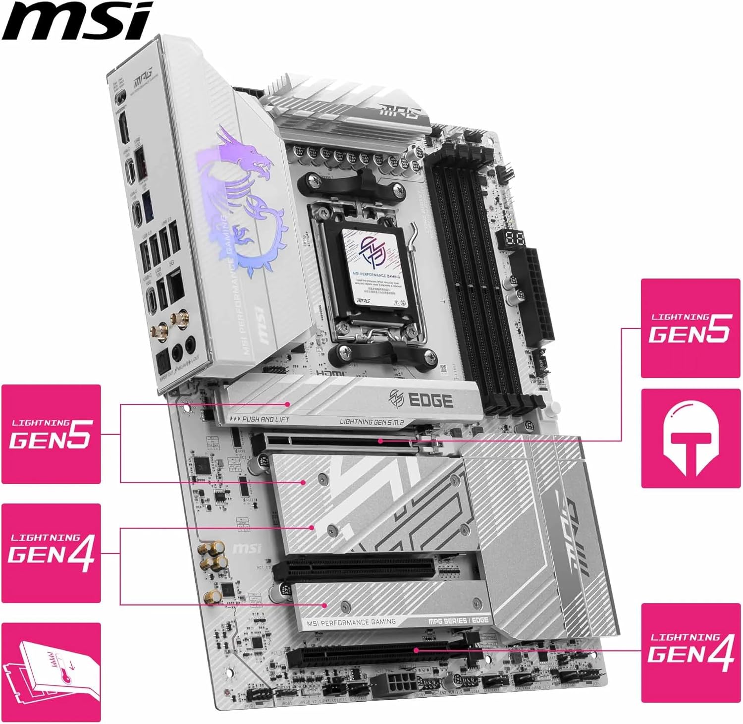 Дънна платка MSI MPG B850 Edge TI WiFi AMD AM5-80A DDR5 PCIe 5.0 Wi-Fi 7 - Image 4
