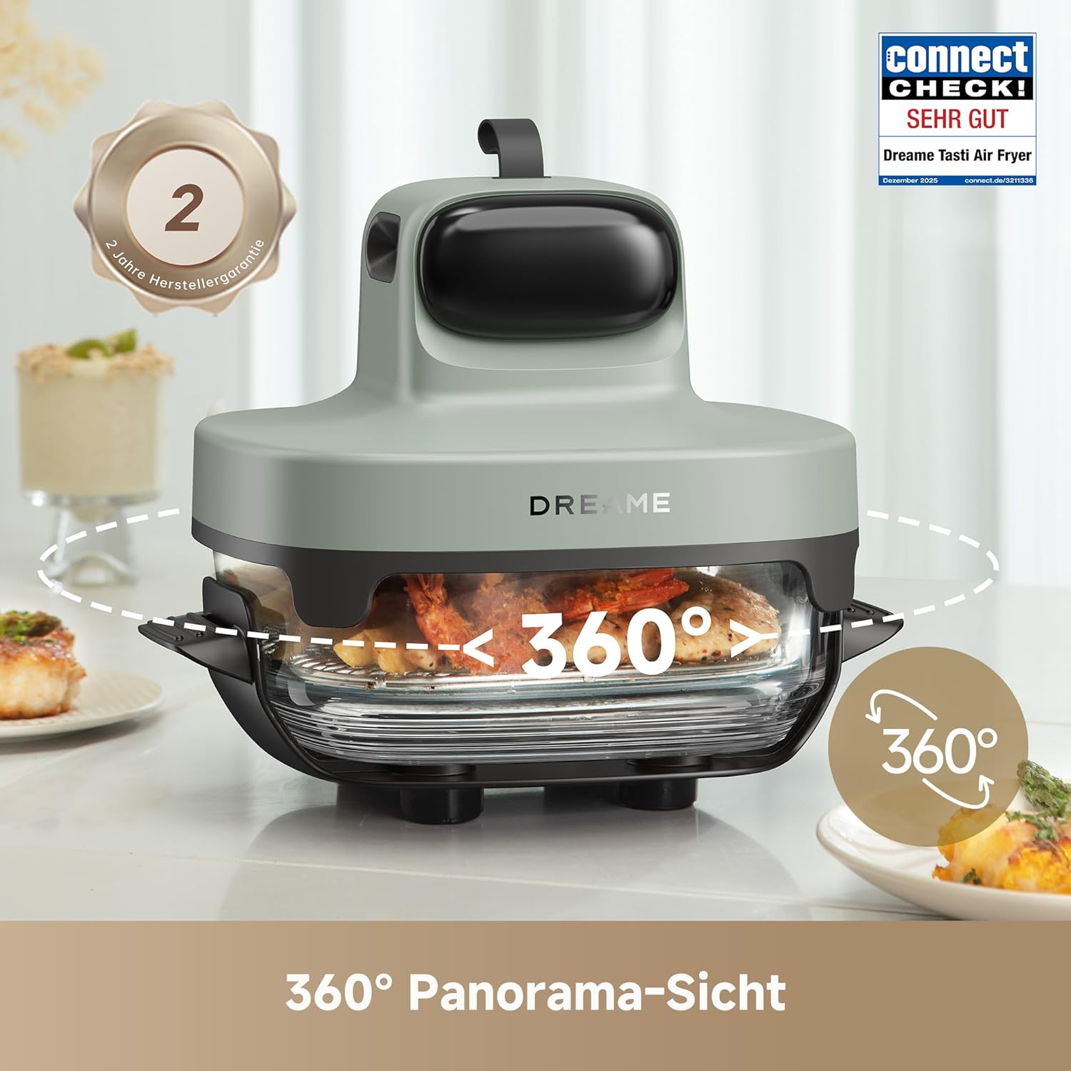 Еър Фрайър Dreame Tasti 5-in-1 Portable Glass Air Fryer 2.5L + 4.5L - Image 2
